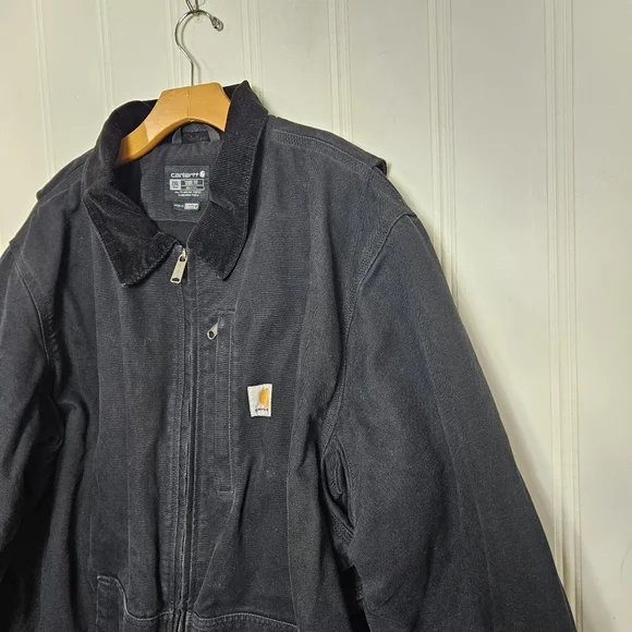 Carhartt Full Swing Fleece‑Lined Washed Black Workwear Jacket 2XL Tall Rugged - Picture 3 of 16